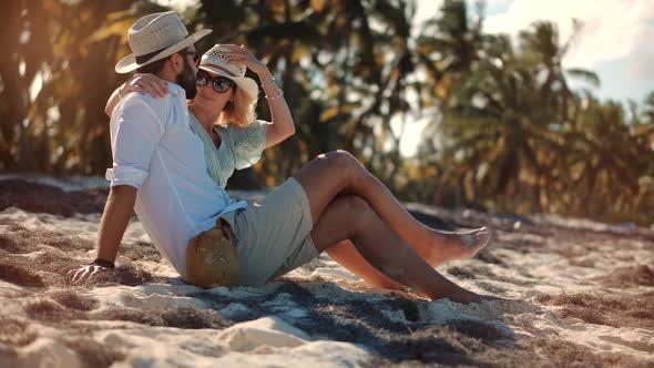 Honeymoon Holidays Caribbean Island. Happy Romantic Couple Enjoying Relaxing Cuba Resort.