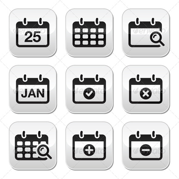 Calendar Date Vector Buttons Set