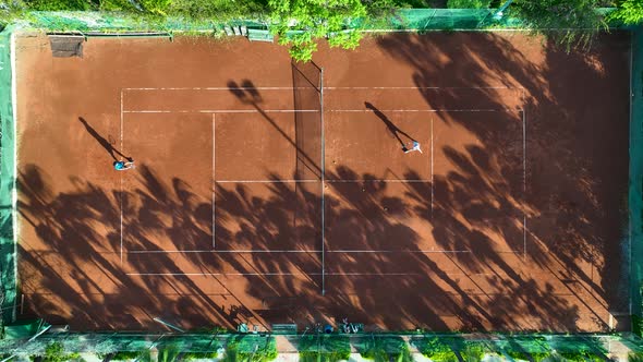 Morning Tennis court Aerial View 4 K Alanya Turkey