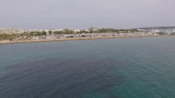 Aerial View of Cannes Beach and Coastline, South of France