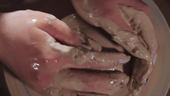 Pottery Crafting  Develops the Plasticity of Wet Clay Using Hands
