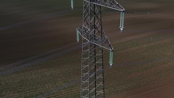 High Voltage Power Lines - aerial ascending