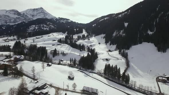 Aerial of snowy hills