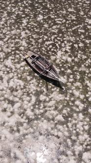 Tanzania  Vertical Video of Low Tide in the Ocean Near the Coast of Zanzibar Slow Motion