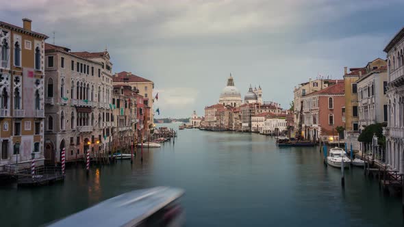 Time Lapse of Venice Grand Canal Skyline in Italy
