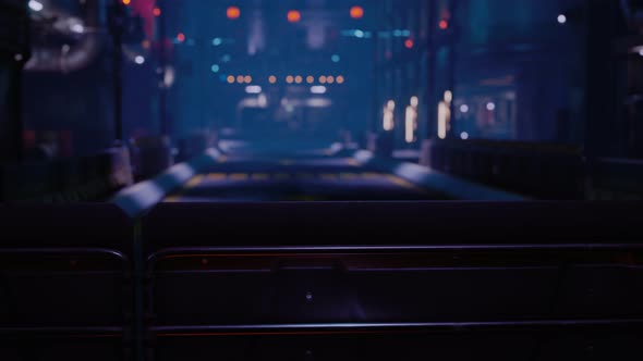 Futuristic Street with Neon Glow at Night alt