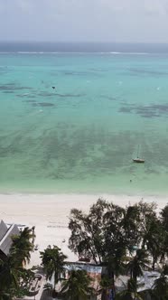 Tanzania  Vertical Video of the Ocean Near the Coast of Zanzibar Slow Motion