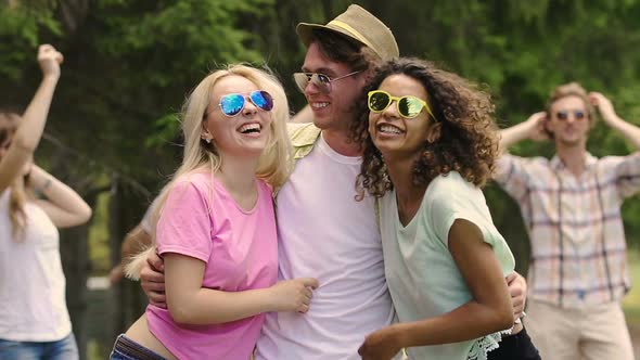 Happy People Dancing to Music With Sincere Smiles on Faces, Looking at Camera