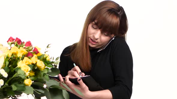 Woman Working As Florist, White