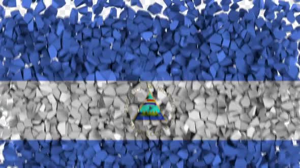 Nicaragua Flag Breaking Rocks Transition alt