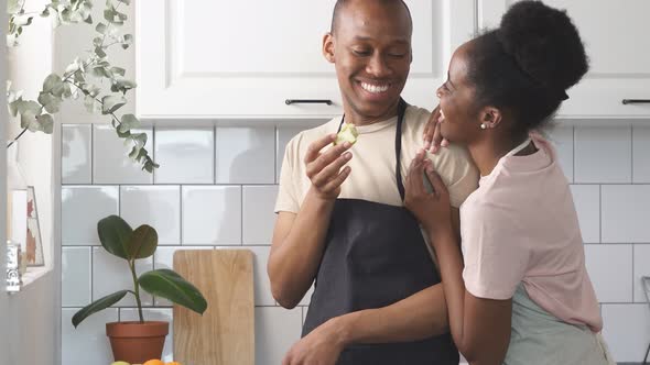 Beautiful Young Couple Have Rest in Kitchen