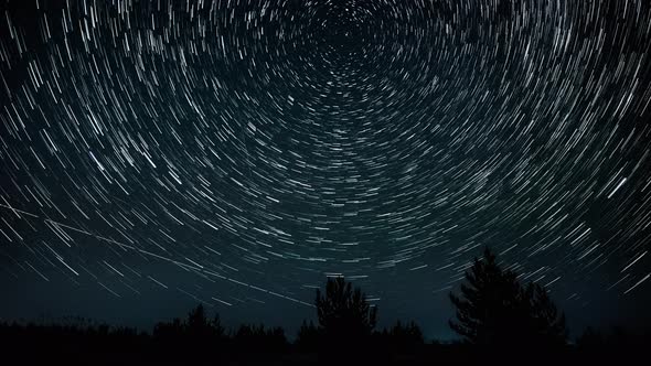 Cometshaped Star Trails in the Night Sky