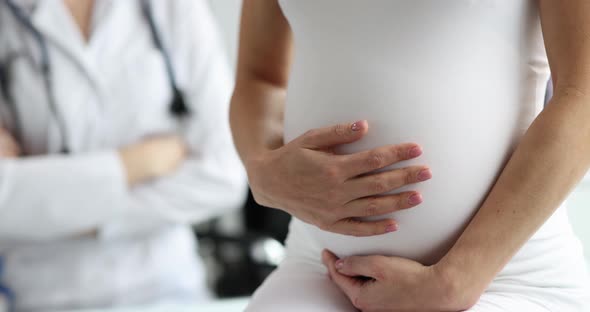 Pregnant Woman with Gynecologist in Clinic