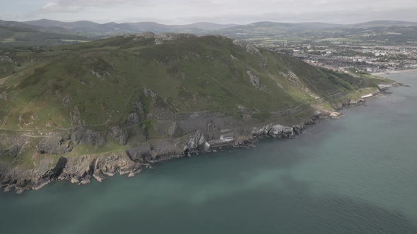 Panorama Of Bray Head With Seascape Near Coastal Town - Headland At Bray In Ireland. - aerial