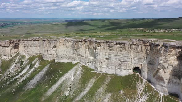 Aerial view of rocky mountain White Rock or Ak-Kaya (Belaya Skala), Crimea