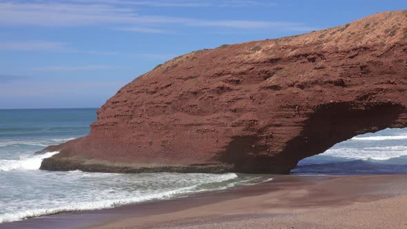 Natural Arch on Legzira Beach in Morocco, Africa