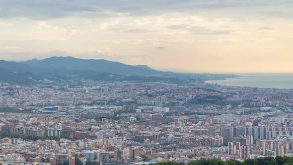 Panorama of Barcelona Timelapse Spain Viewed From the Bunkers of Carmel