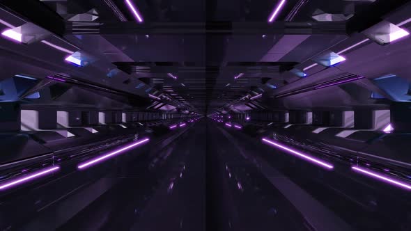 3d Illustration of  FHD 60Fps Dark Sci Fi Moving Tunnel