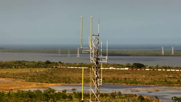 Amazing Aerial Parallax Video Communications Cell Tower