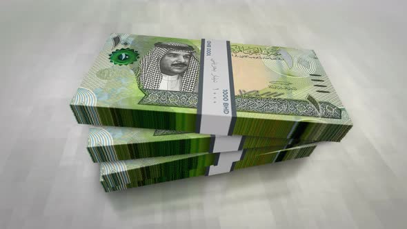 Bahrain Dinar money banknote pile packs