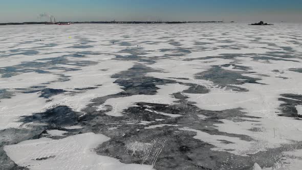 Kronstadt Forts Fortification Islands Near SaintPetersburg in Ice at Winter