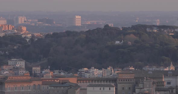 Closeup Pan Of San Pietro in Vatican City at sunset