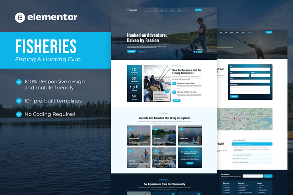 Fisheries - Fishing & Hunting Club Elementor Template Kit