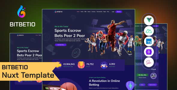 Bitbetio – Sports Betting Website Nuxt JS Template – 0 Sold!