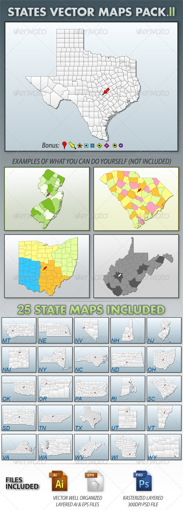 United States Vector Maps Pack II
