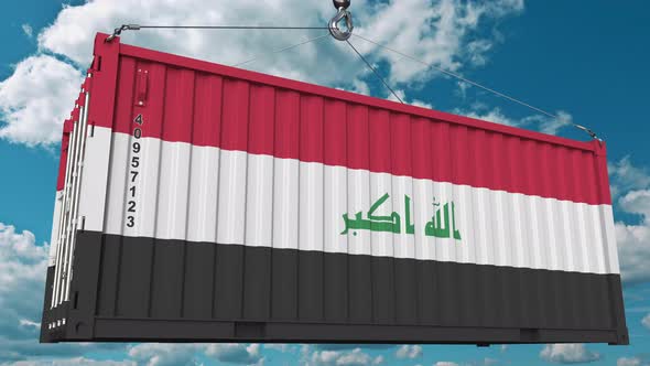 Cargo Container with Flag of Iraq