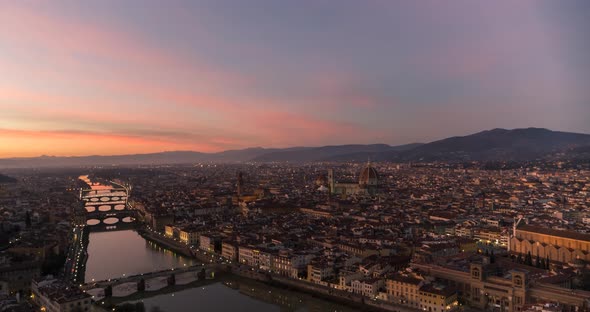 Florence at Dusk - Italy - Aerial Cityscape