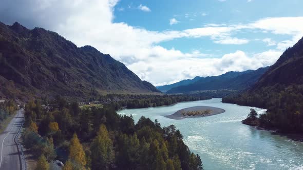 Altai Mountain And River Landscape