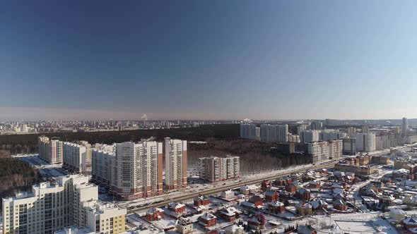 Aerial view of residential area in a big city near the cottage village 03