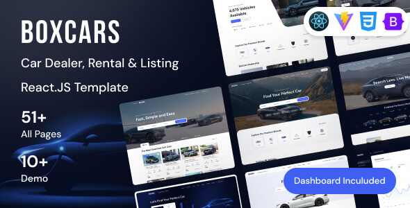 Boxcar- Car Dealer, Rental & Listing ReactJs Template – 0 Sold!