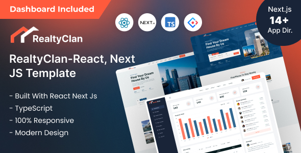 Realtyclan – Real Estate React Next JS Template & Dashboard.