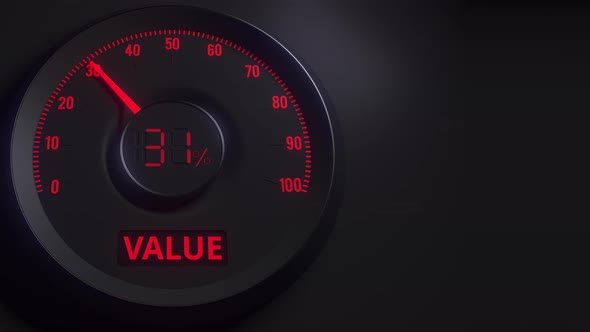 Red and Black Value Meter or Indicator
