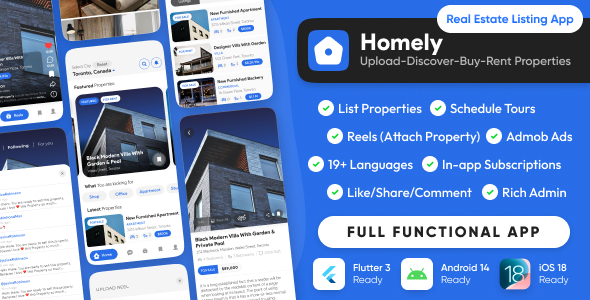 Homely : Real Estate App : Property Directory Listing Buy-Sell-Rent : Flutter/Laravel
