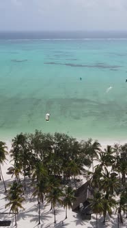 Vertical Video Kitesurfing Near the Shore of Zanzibar Tanzania