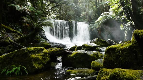 a Dolly Shot of Horseshoe Falls in Tasmania