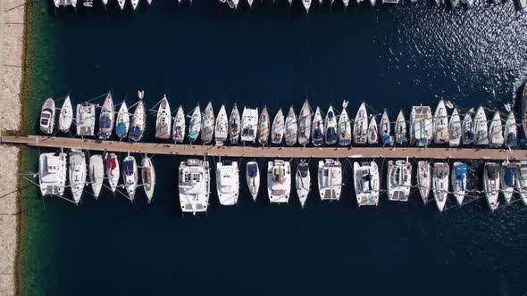 Top View of Antalya Kas Marina Port with Yachts and Other Different Nautical Vessels