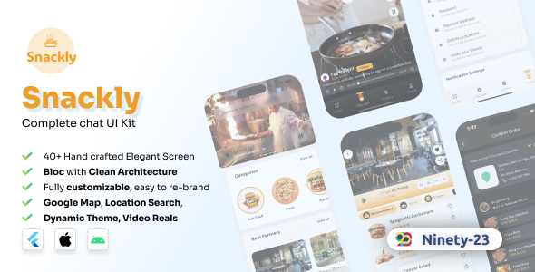 Snackly - Food Delivery App |Flutter 3.0 | Android | iOS | BloC | Clean architecture
