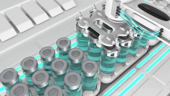 Automatic Factory Machine for Filling Vials with Vaccine and Medicines 3D