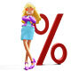 3D Businesswoman Character Leaning on Percent Symbol for Animation and Marketing Projects - 3DOcean Item for Sale