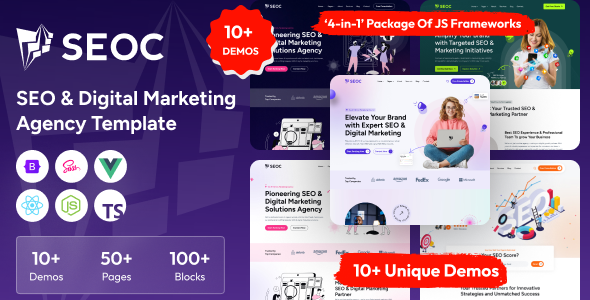 SEOC – SEO & Digital Marketing Agency ReactJS, React + TS, VueJS, NodeJS,  Template – 0 Sold!