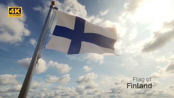 Finland Flag on a Flagpole - 4K