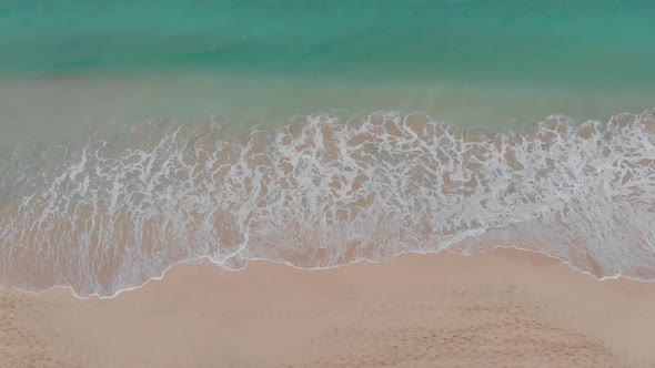 Aerial footage of the beautiful golden sandy beach and coastline of Cape Verde Capo Verde 