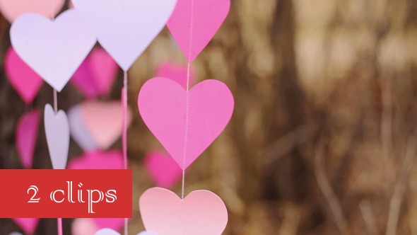 Fluttering Pink Paper Heart Garlands  