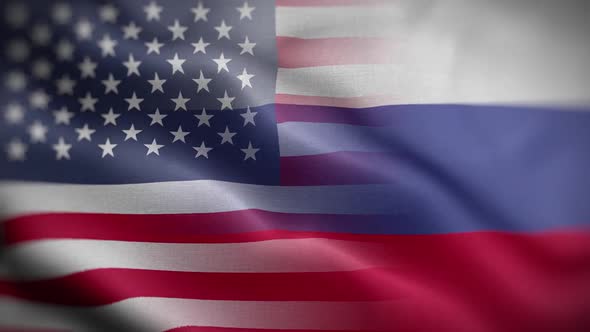USA Russia Flag Mix Textured Waving Front Background HD