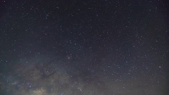 Natures video night shot landscape scene in Milky Way movement in time-lapse video Full frame of sky