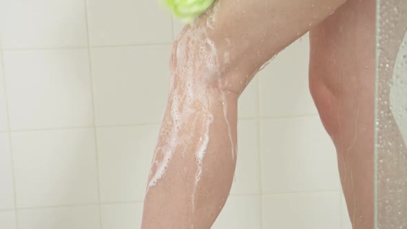 Woman Showering Bathroom